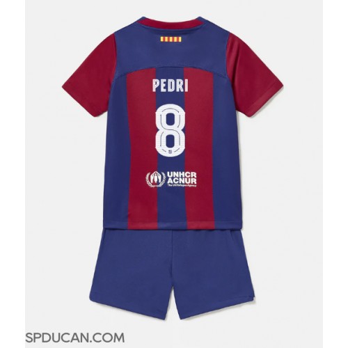 Dječji Nogometni Dres Barcelona Pedri Gonzalez #8 Domaci 2023-24 Kratak Rukav (+ Kratke hlače)